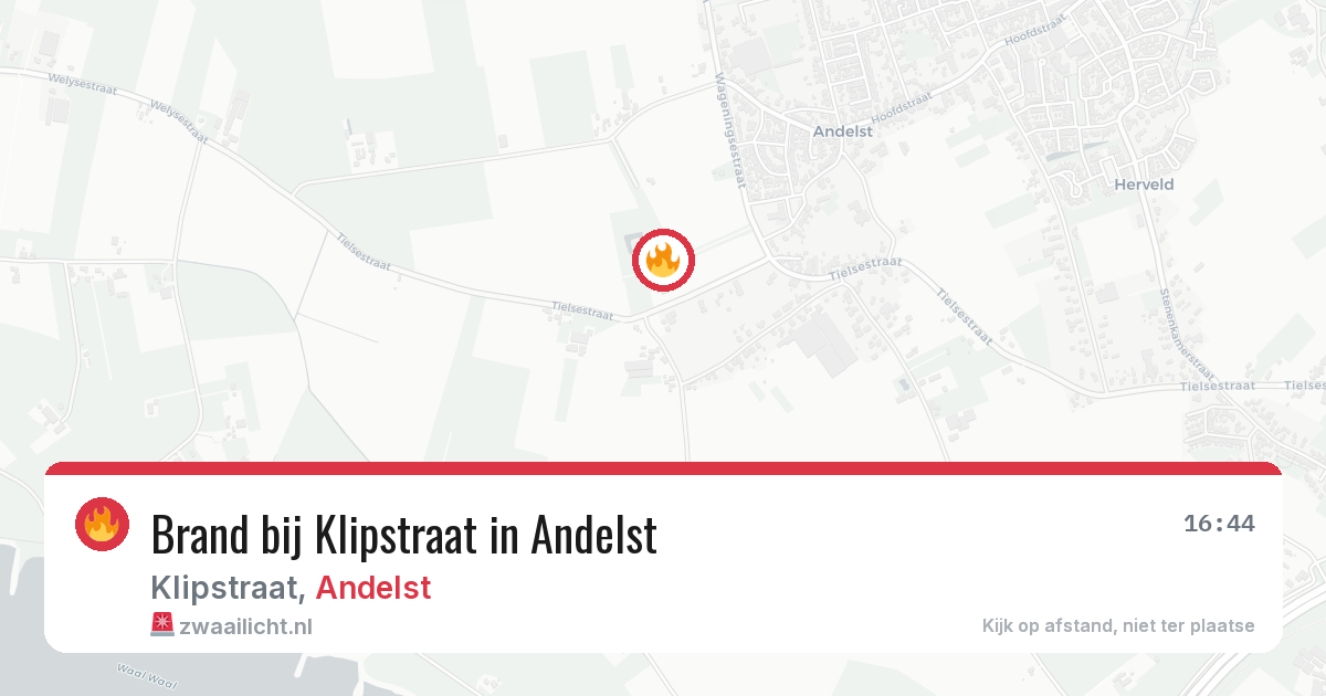 Brand bij Klipstraat in Andelst — 24 feb 2026