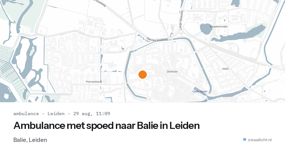 Ambulance met spoed naar Balie in Leiden — 29 aug 2026