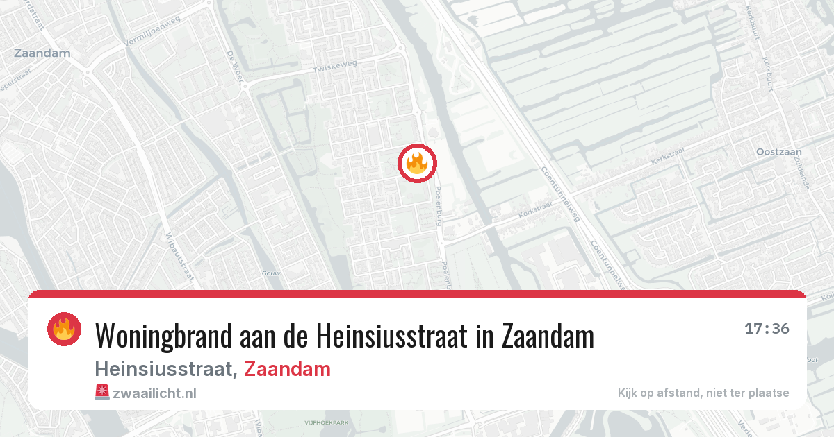 Woningbrand aan de Heinsiusstraat in Zaandam — 10 mei 2026