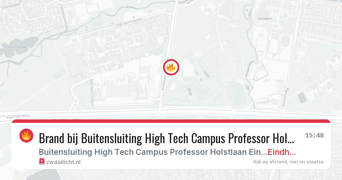 Brand bij Buitensluiting High Tech Campus Professor Holstlaan Eindhoven in Eindhoven — 30 jun 2026