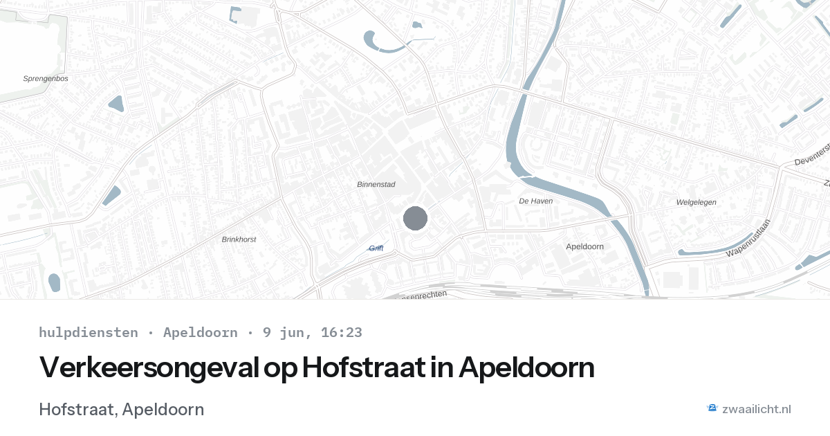 Verkeersongeval op Hofstraat in Apeldoorn — 9 jun 2026