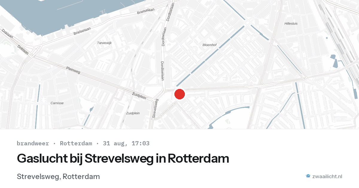 Gaslucht bij Strevelsweg in Rotterdam — 31 aug 2026
