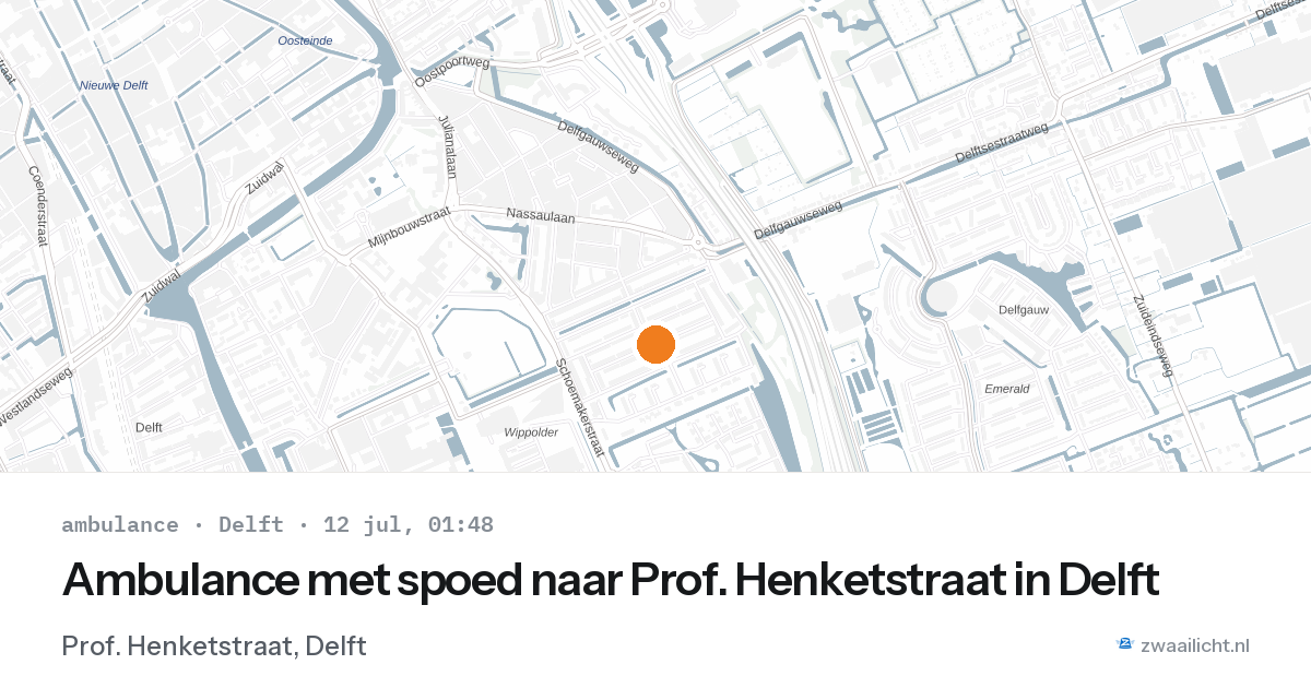 Ambulance met spoed naar Prof. Henketstraat in Delft — 11 jul 2026