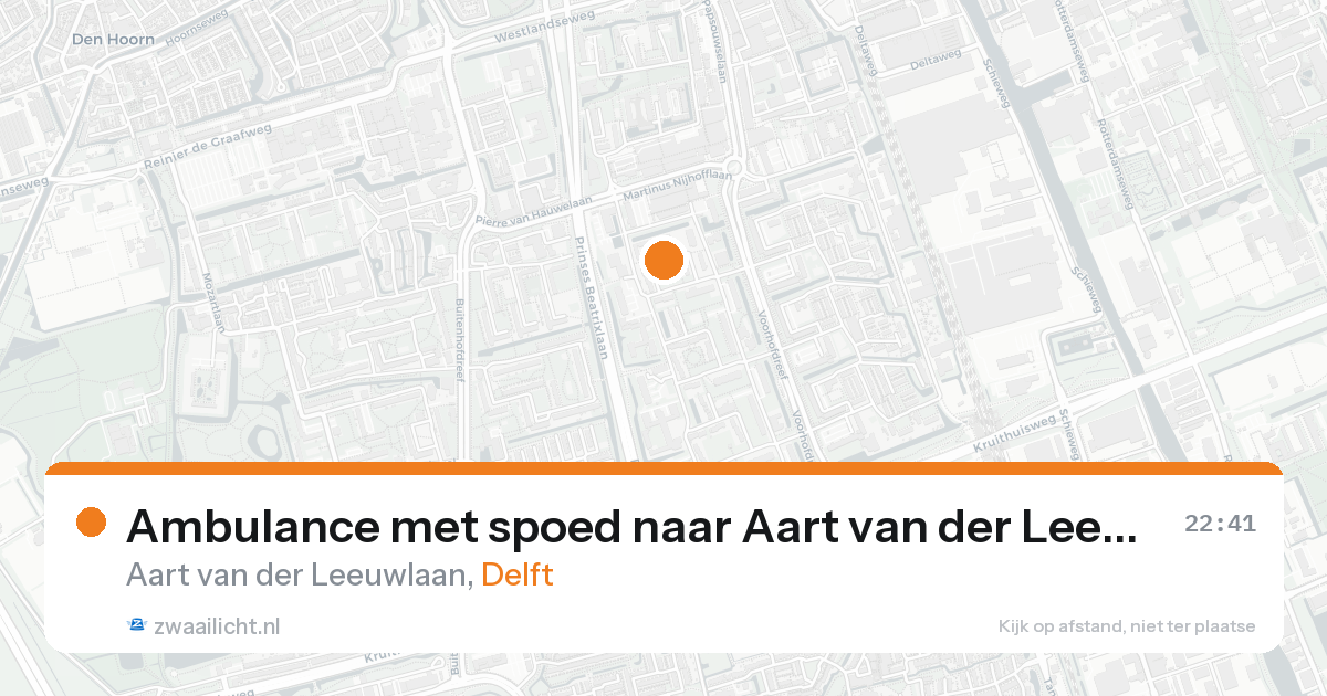 Ambulance met spoed naar Aart van der Leeuwlaan in Delft — 18 aug 2026