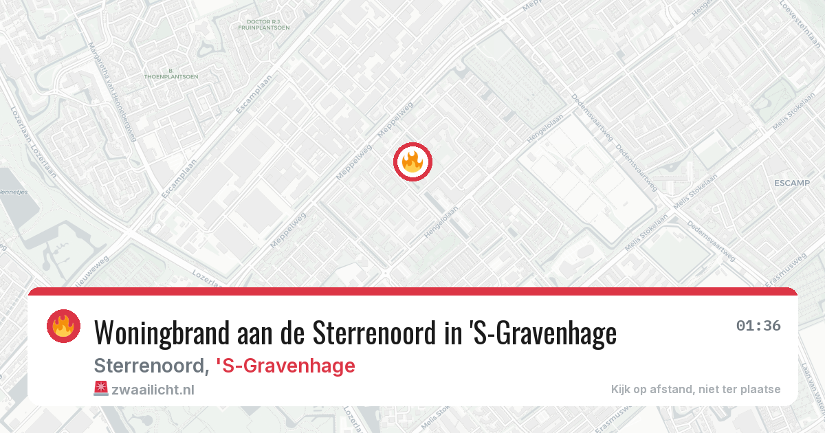 Woningbrand aan de Sterrenoord in 'S-Gravenhage — 7 aug 2026