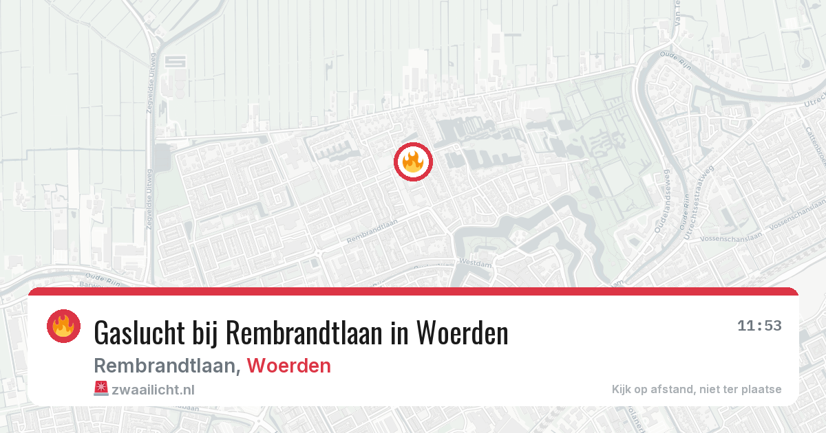 Gaslucht bij Rembrandtlaan in Woerden — 8 feb 2026