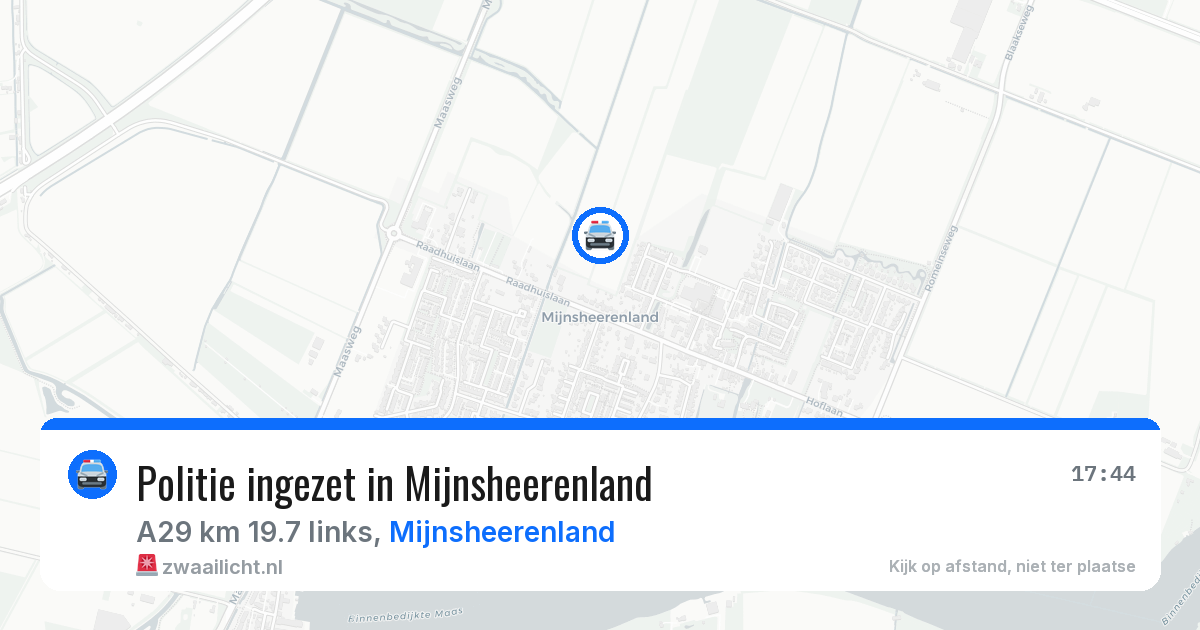 Politie ingezet in Mijnsheerenland — 25 jul 2026 | 🚨 Zwaailicht.nl