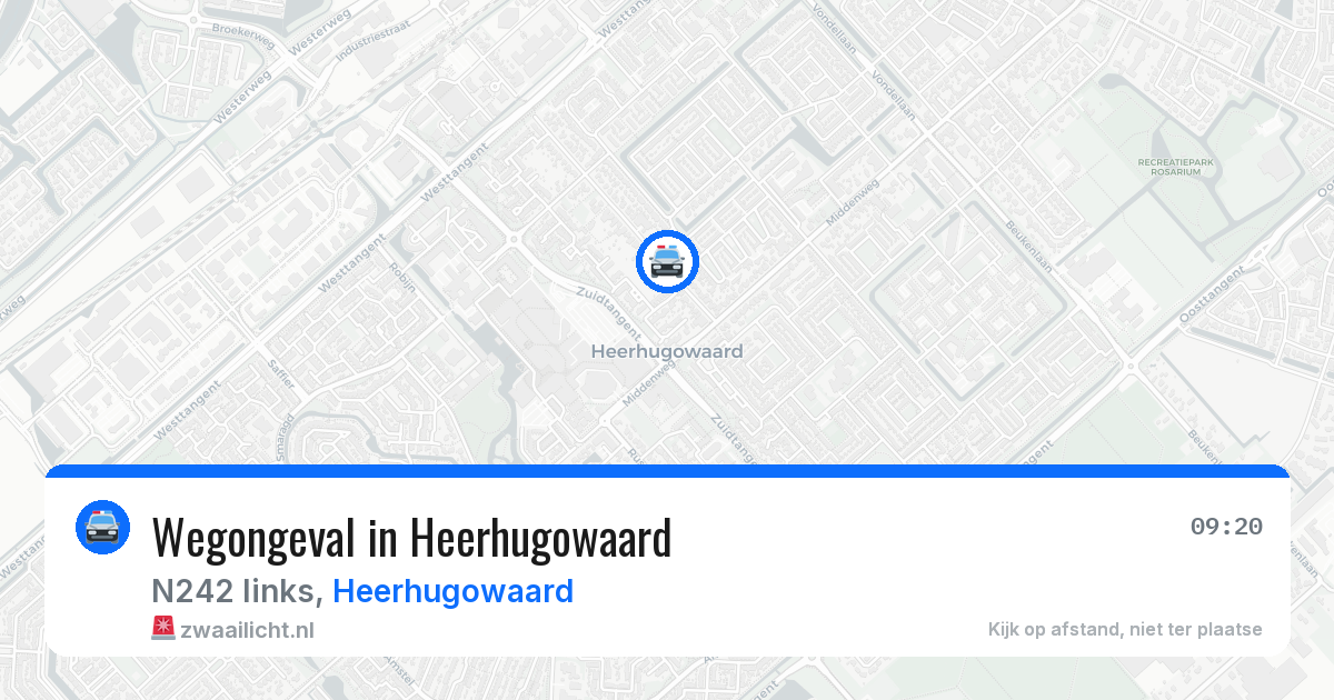 Wegongeval in Heerhugowaard — 9 aug 2026