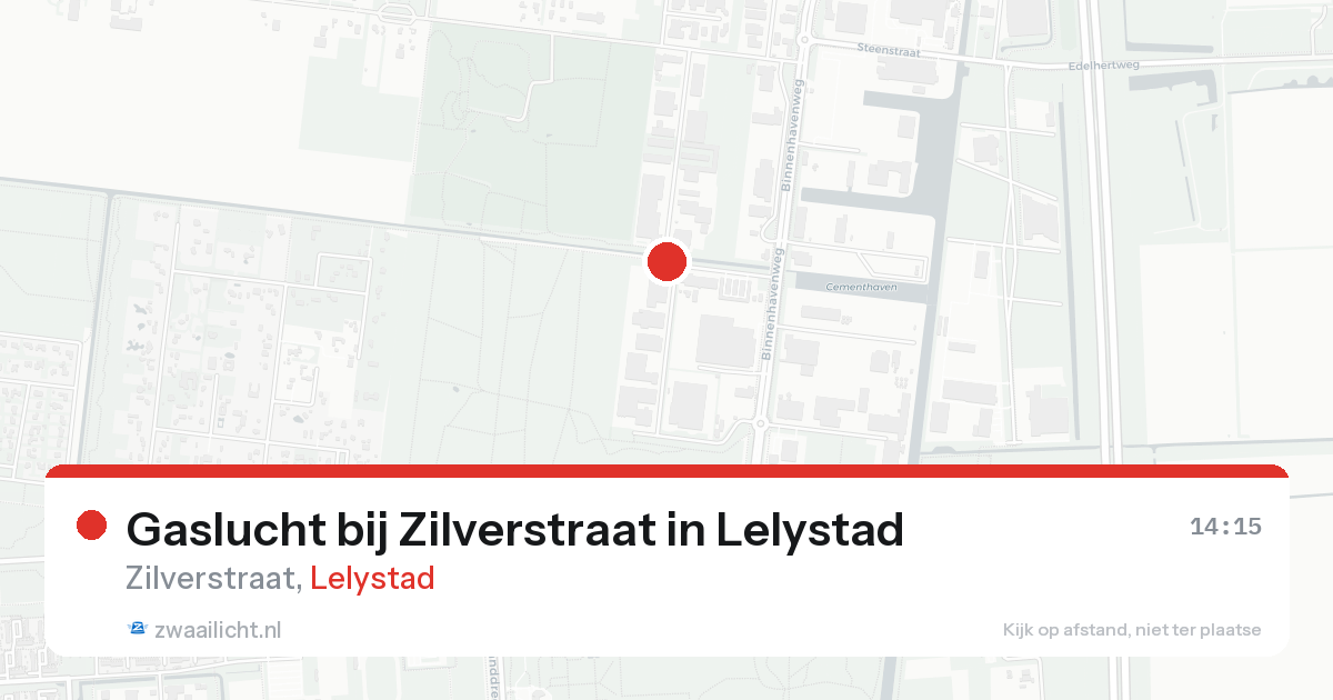 Gaslucht bij Zilverstraat in Lelystad — 24 aug 2026