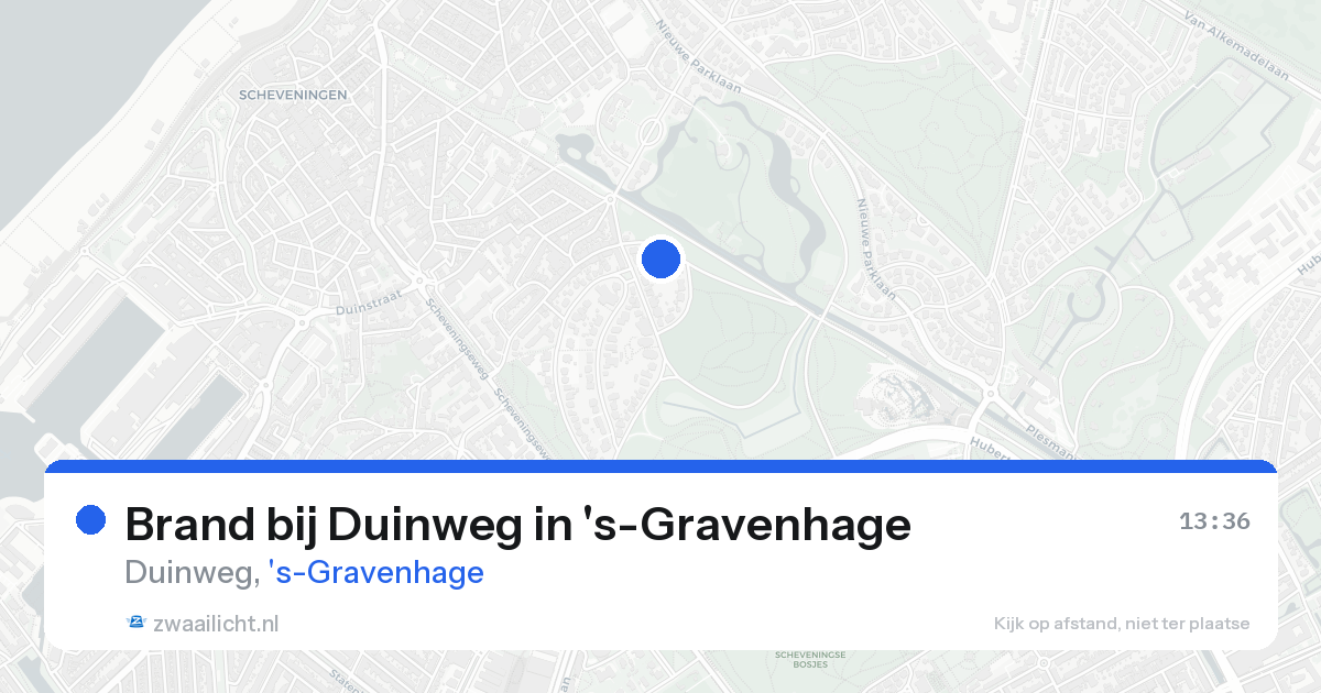 Brand bij Duinweg in 's-Gravenhage — 21 aug 2026