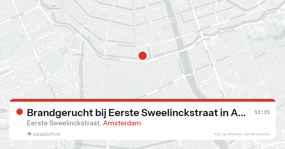 Brandgerucht bij Eerste Sweelinckstraat in Amsterdam — 19 aug 2026