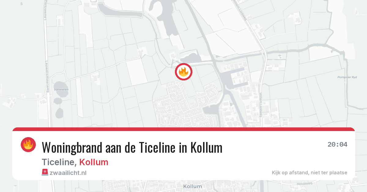 Woningbrand aan de Ticeline in Kollum — 28 jun 2026
