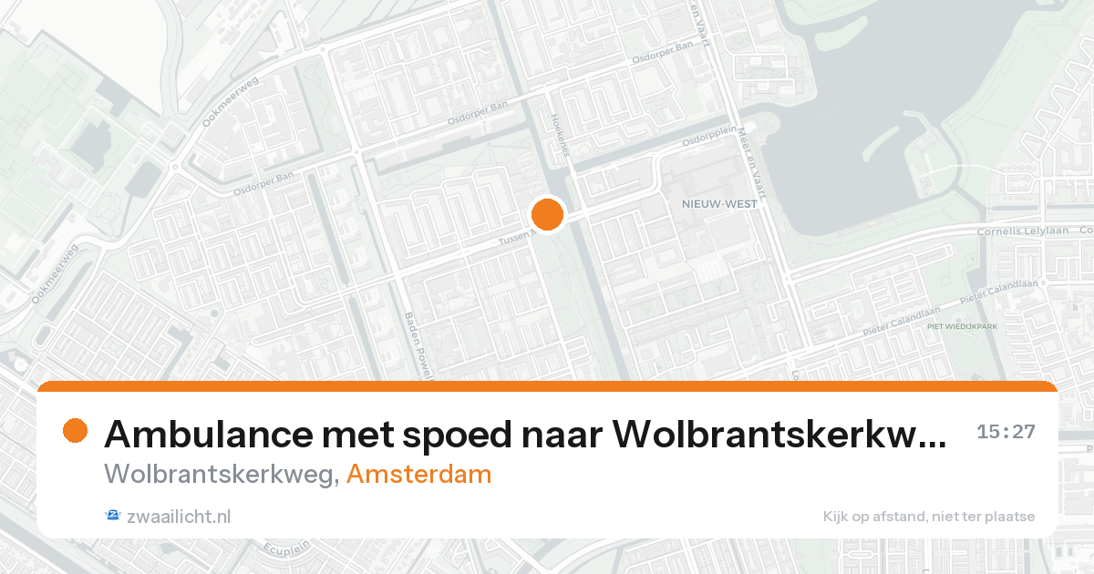 Ambulance met spoed naar Wolbrantskerkweg in Amsterdam — 23 aug 2026