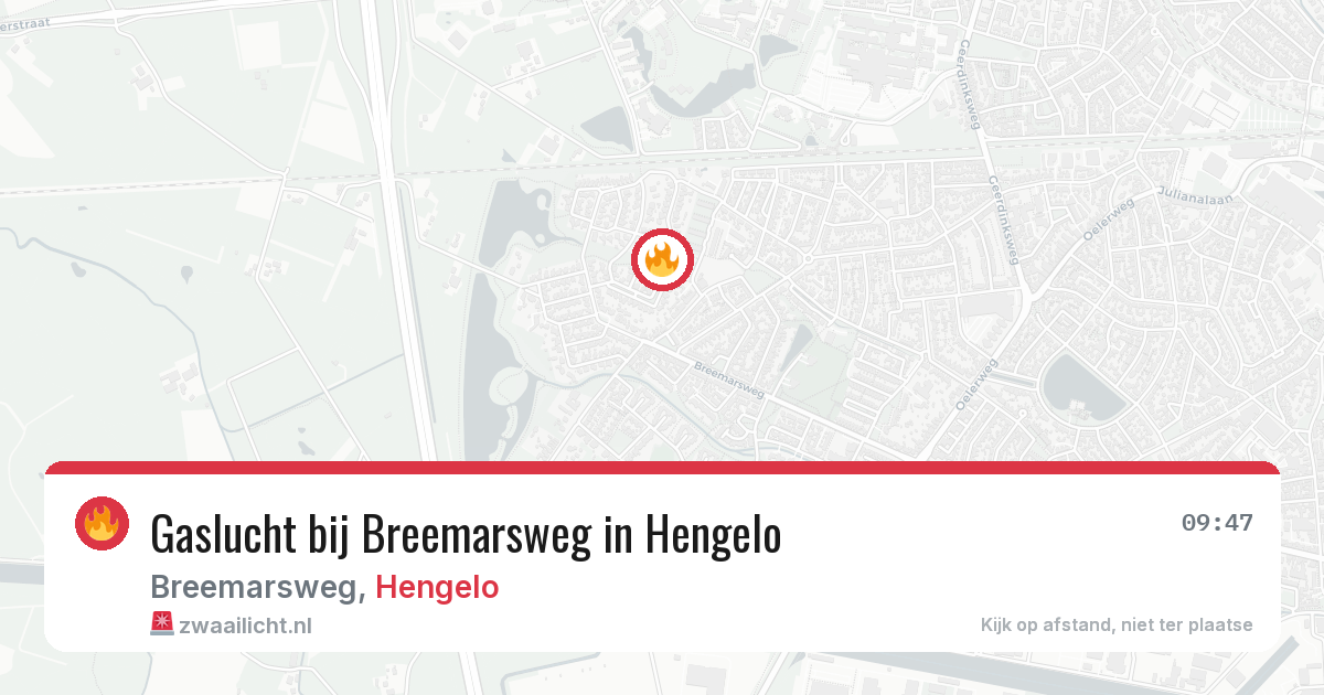 Gaslucht bij Breemarsweg in Hengelo — 26 jun 2026