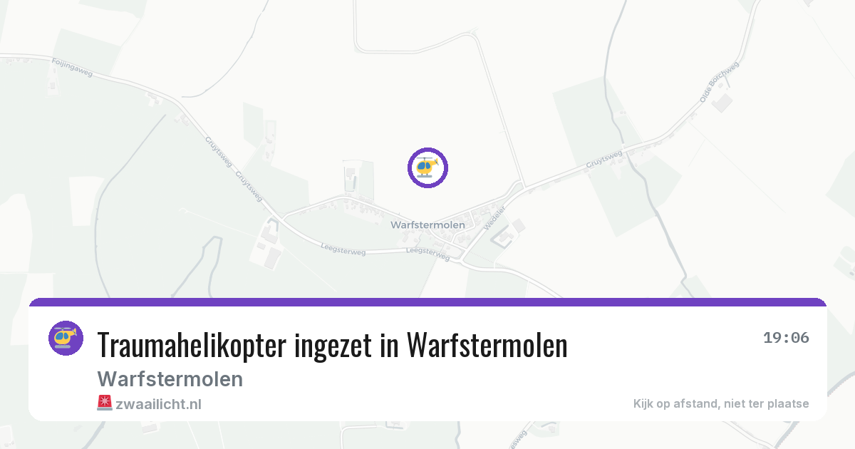 Traumahelikopter ingezet in Warfstermolen — 31 jan 2026 | 🚨 Zwaailicht.nl