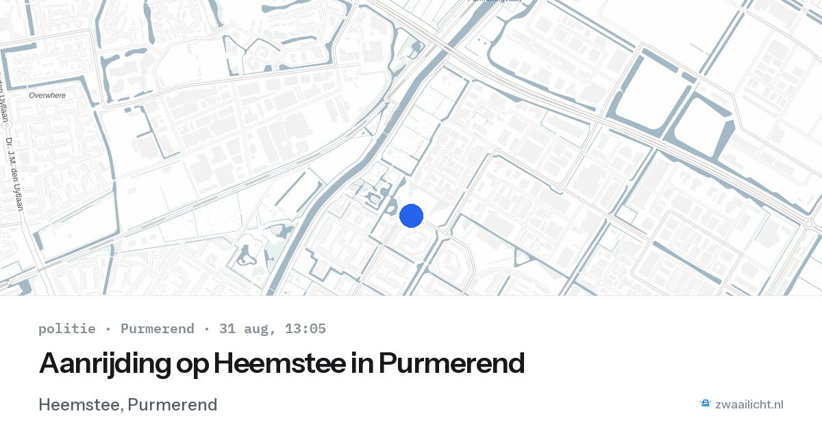 Aanrijding op Heemstee in Purmerend — 31 aug 2026