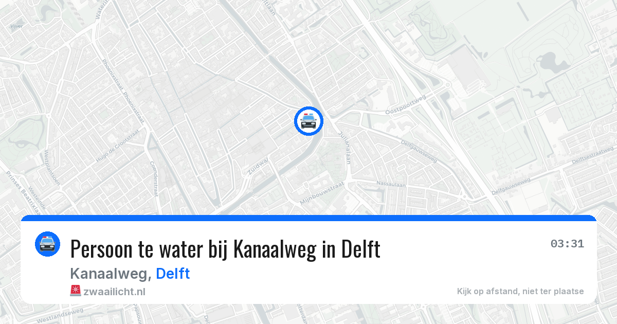 Persoon te water bij Kanaalweg in Delft — 13 apr 2026