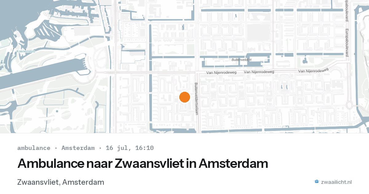 Ambulance naar Zwaansvliet in Amsterdam — 16 jul 2026