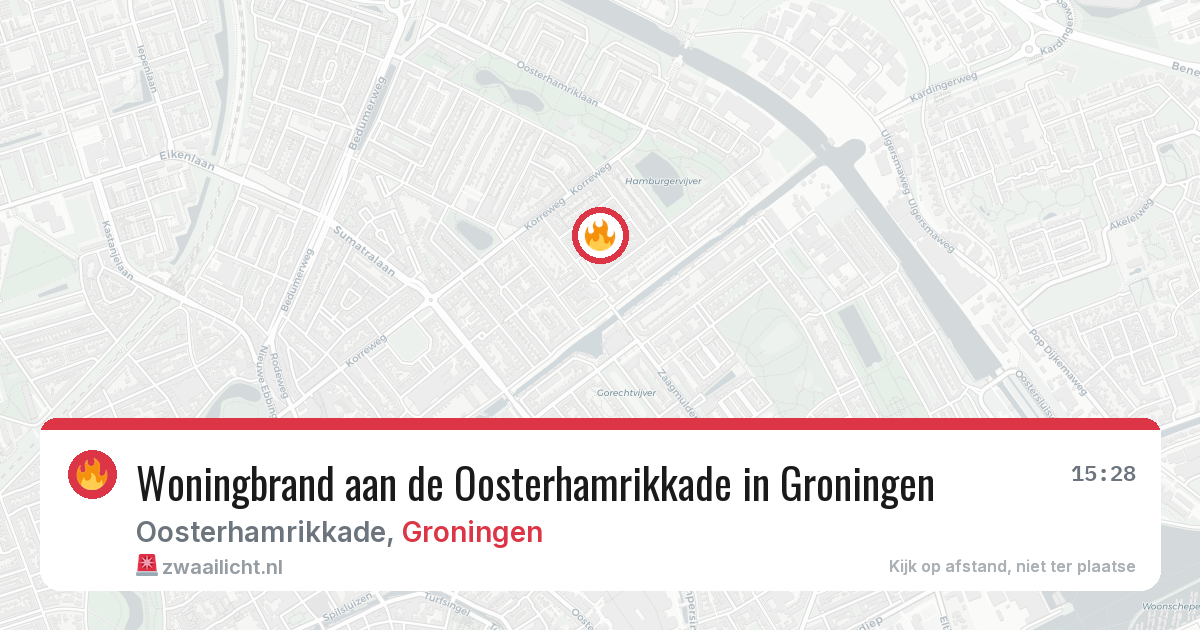 Woningbrand aan de Oosterhamrikkade in Groningen — 13 jul 2026
