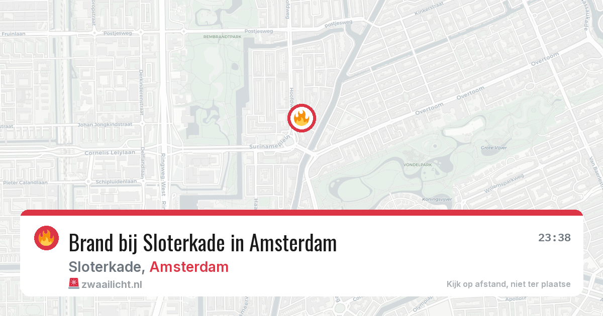 Brand bij Sloterkade in Amsterdam — 14 mrt 2026