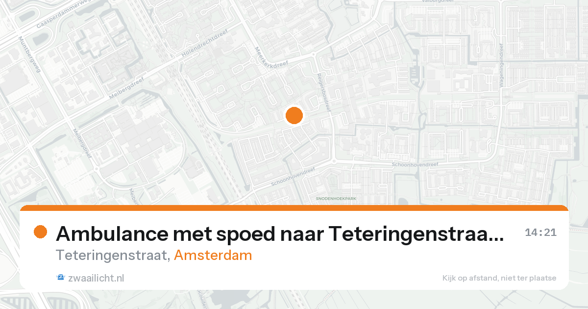 Ambulance met spoed naar Teteringenstraat in Amsterdam — 17 aug 2026