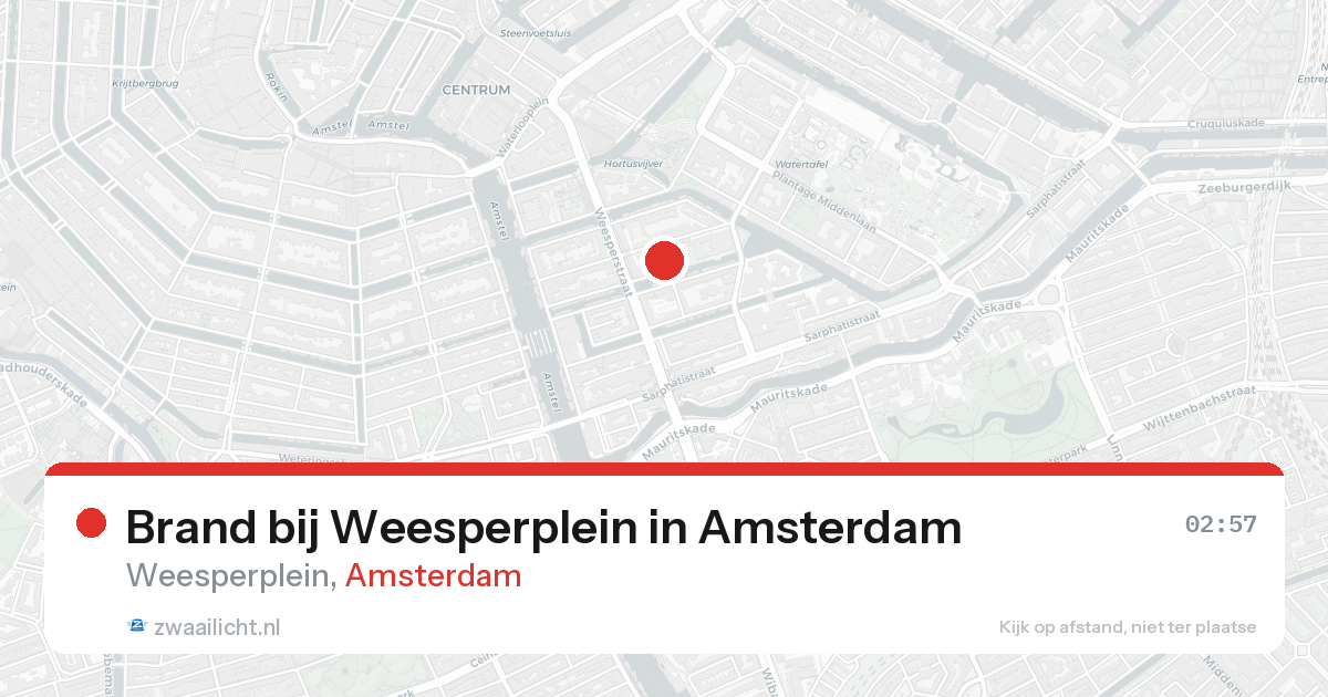 Brand bij Weesperplein in Amsterdam — 16 aug 2026