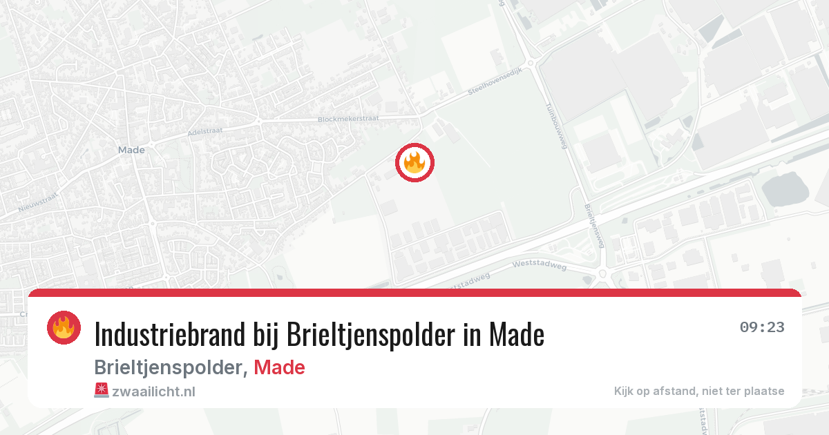 Industriebrand bij Brieltjenspolder in Made — 8 jul 2026