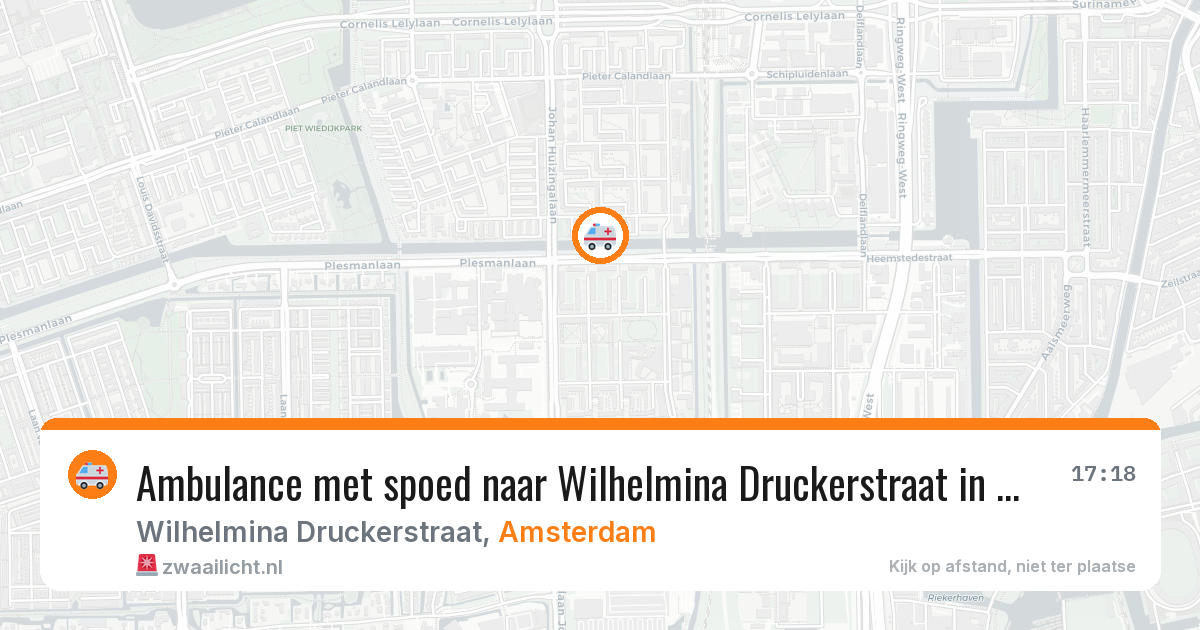 Ambulance met spoed naar Wilhelmina Druckerstraat in Amsterdam — 4 aug 2026