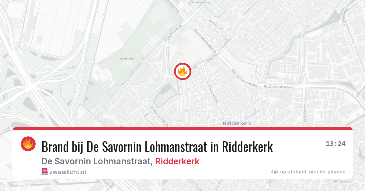 Brand bij De Savornin Lohmanstraat in Ridderkerk — 18 jun 2026