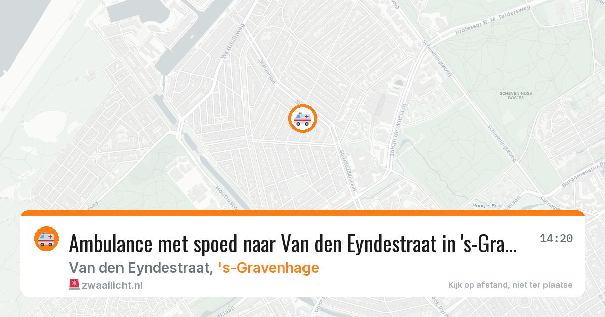 Ambulance met spoed naar Van den Eyndestraat in 's-Gravenhage — 12 jul 2026
