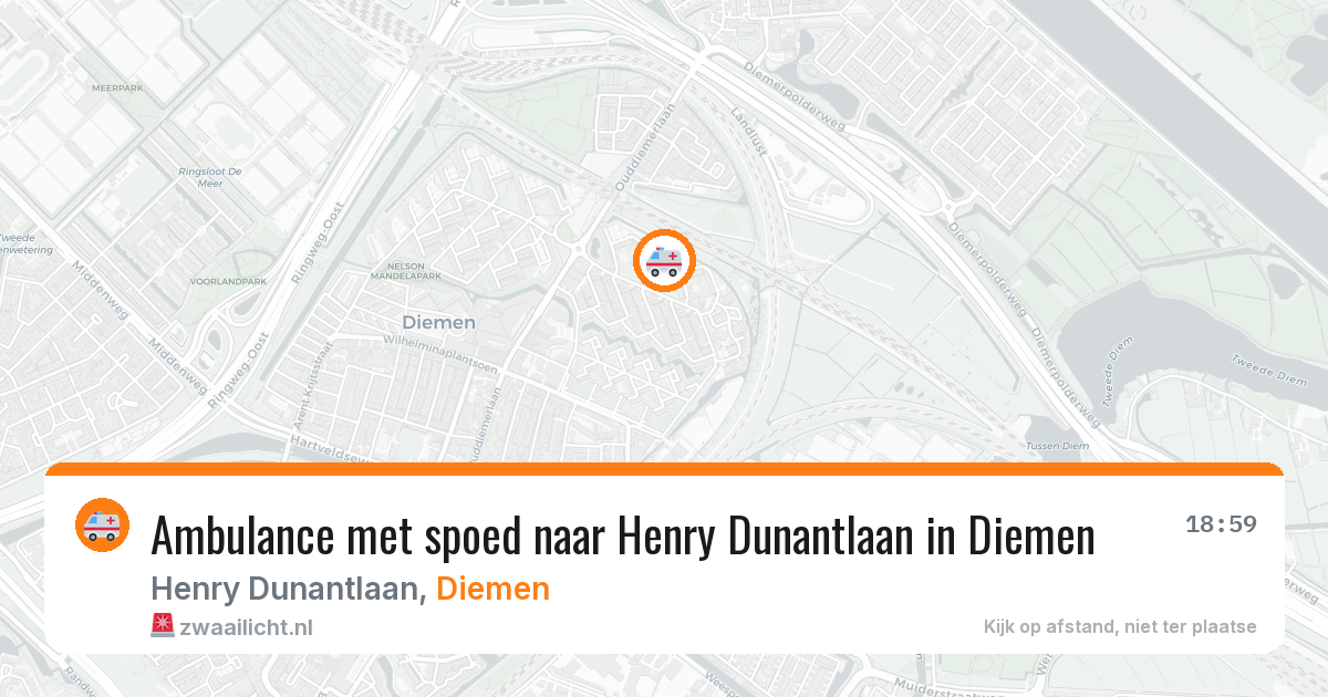 Ambulance met spoed naar Henry Dunantlaan in Diemen — 23 mrt 2026