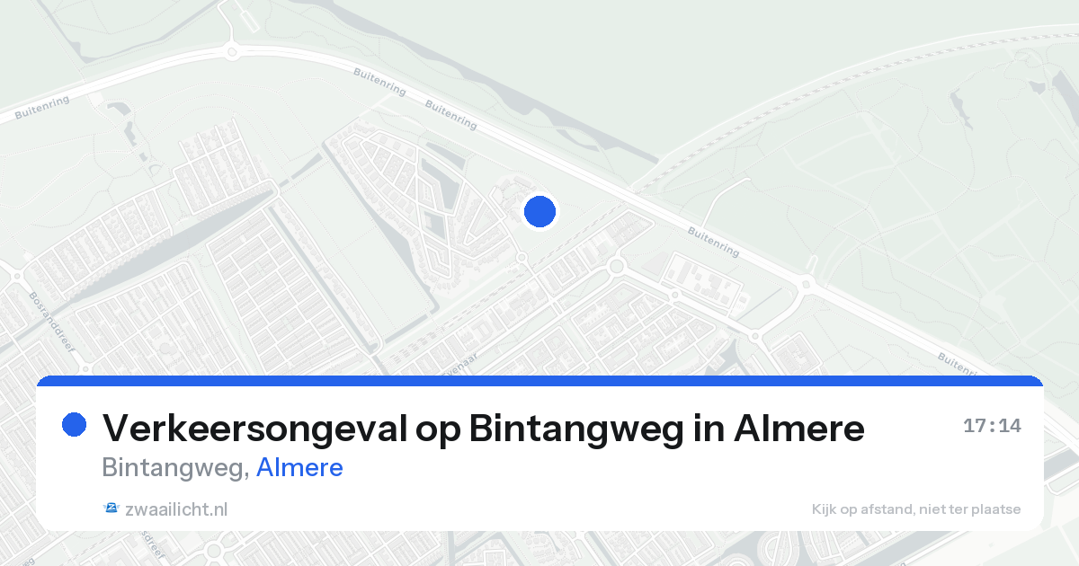 Verkeersongeval op Bintangweg in Almere — 20 aug 2026