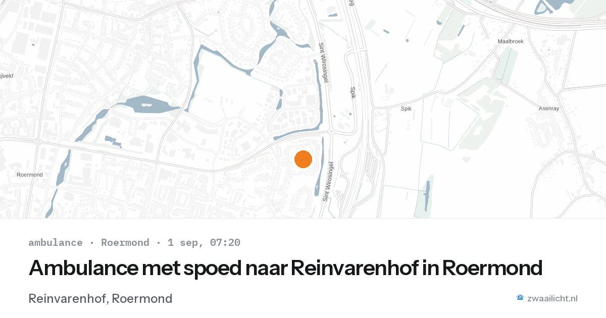 Ambulance met spoed naar Reinvarenhof in Roermond — 1 sep 2026