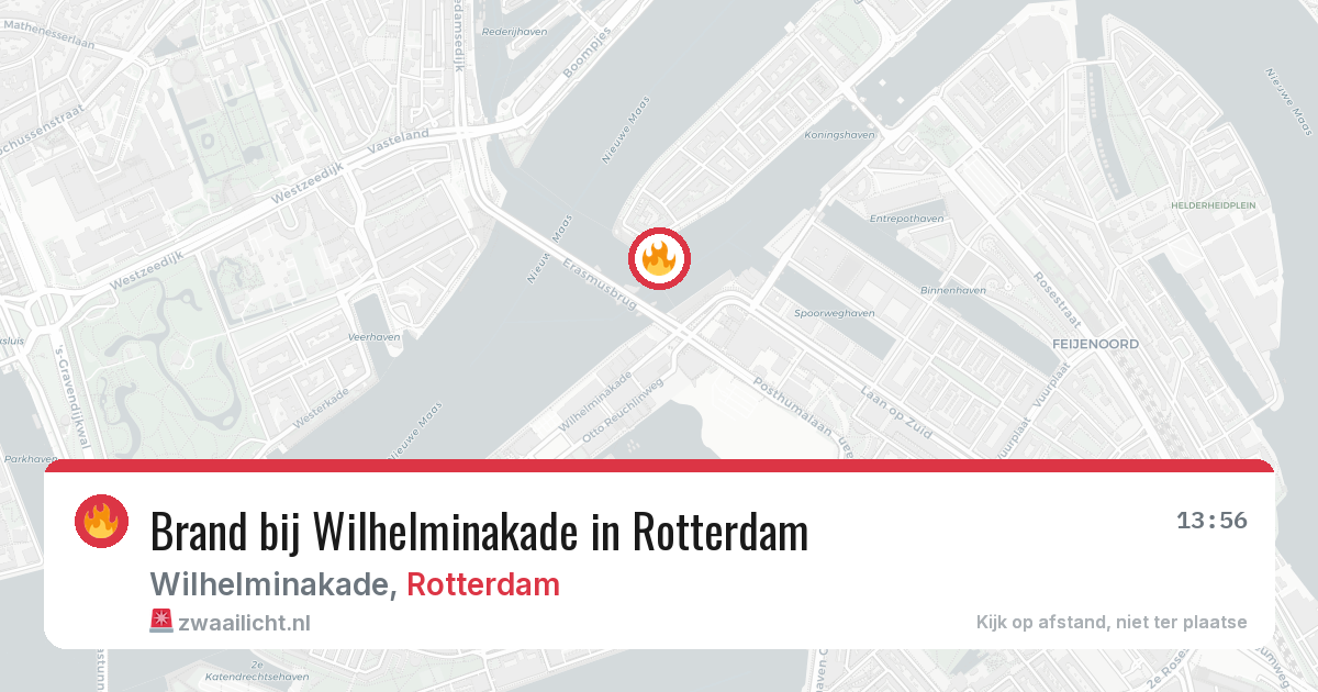 Brand bij Wilhelminakade in Rotterdam — 11 aug 2026
