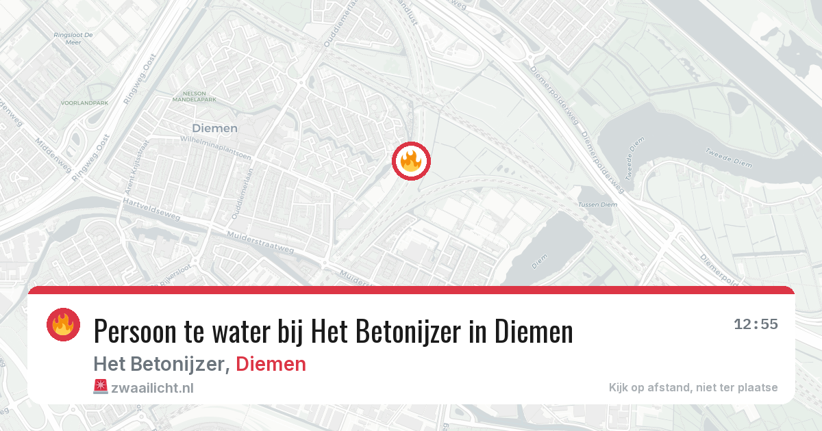 Persoon te water bij Het Betonijzer in Diemen — 11 apr 2026