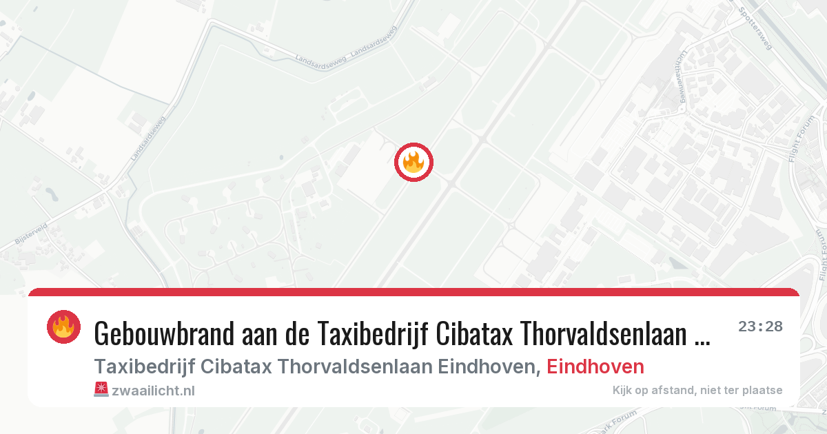 Gebouwbrand aan de Taxibedrijf Cibatax Thorvaldsenlaan Eindhoven in Eindhoven — 12 apr 2026