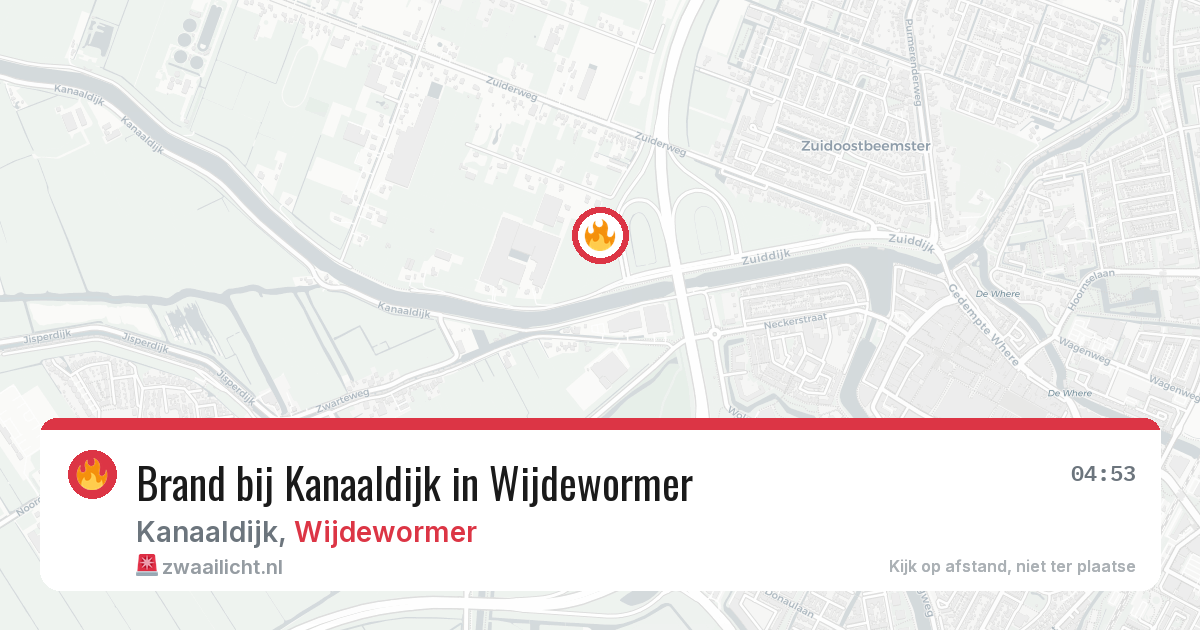 Brand bij Kanaaldijk in Wijdewormer — 29 jun 2026