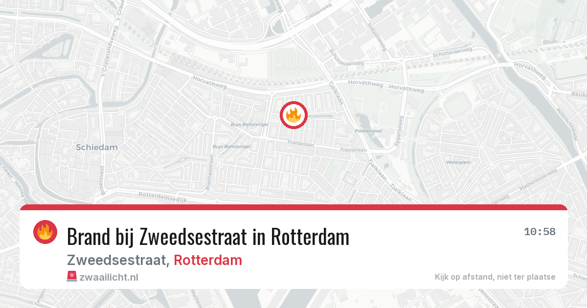 Brand bij Zweedsestraat in Rotterdam — 26 jun 2026