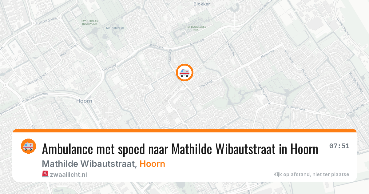 Ambulance met spoed naar Mathilde Wibautstraat in Hoorn — 8 jun 2026