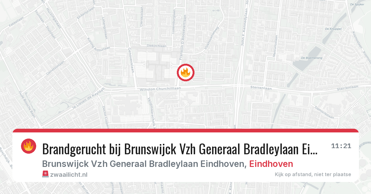 Brandgerucht bij Brunswijck Vzh Generaal Bradleylaan Eindhoven in Eindhoven — 18 jun 2026