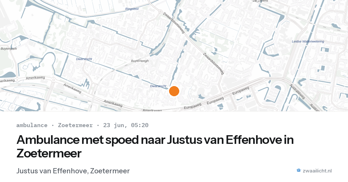 Ambulance met spoed naar Justus van Effenhove in Zoetermeer — 23 jun 2026