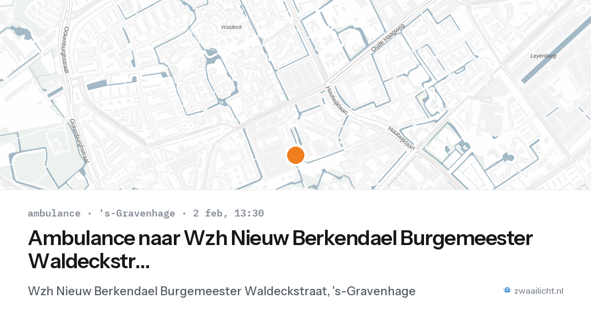 Ambulance naar Wzh Nieuw Berkendael Burgemeester Waldeckstraat in 's-Gravenhage — 2 feb 2026