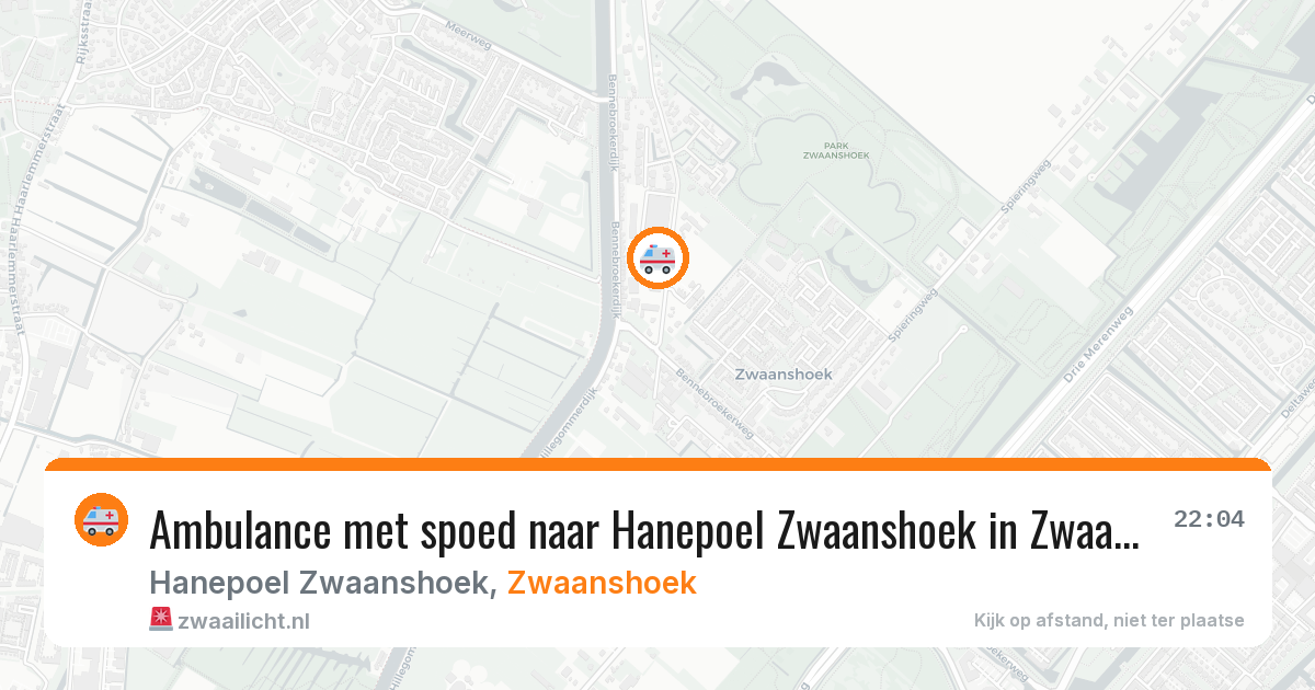 Ambulance met spoed naar Hanepoel Zwaanshoek in Zwaanshoek — 7 aug 2026