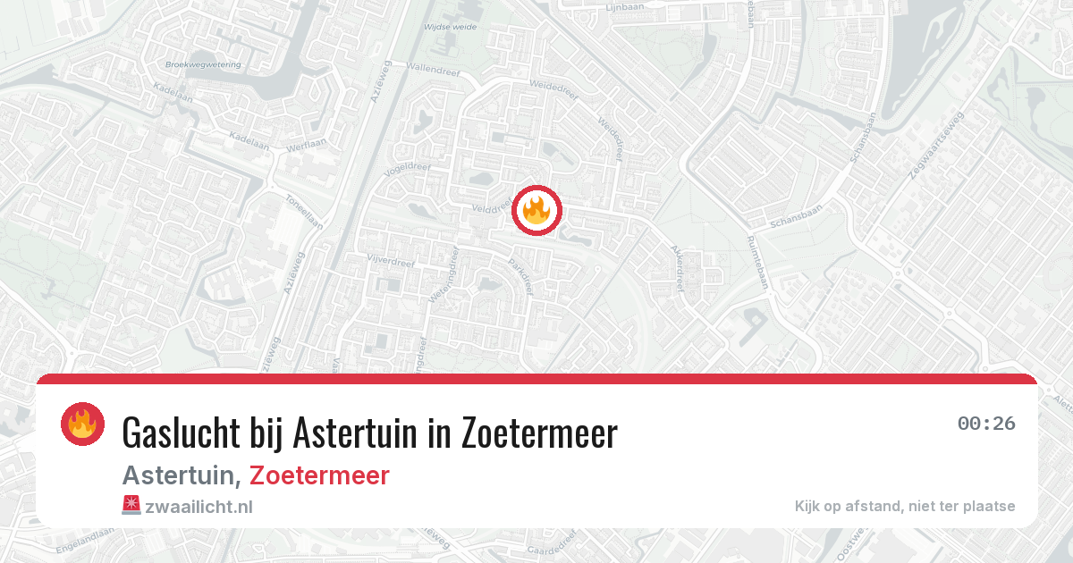 Gaslucht bij Astertuin in Zoetermeer — 4 jul 2026