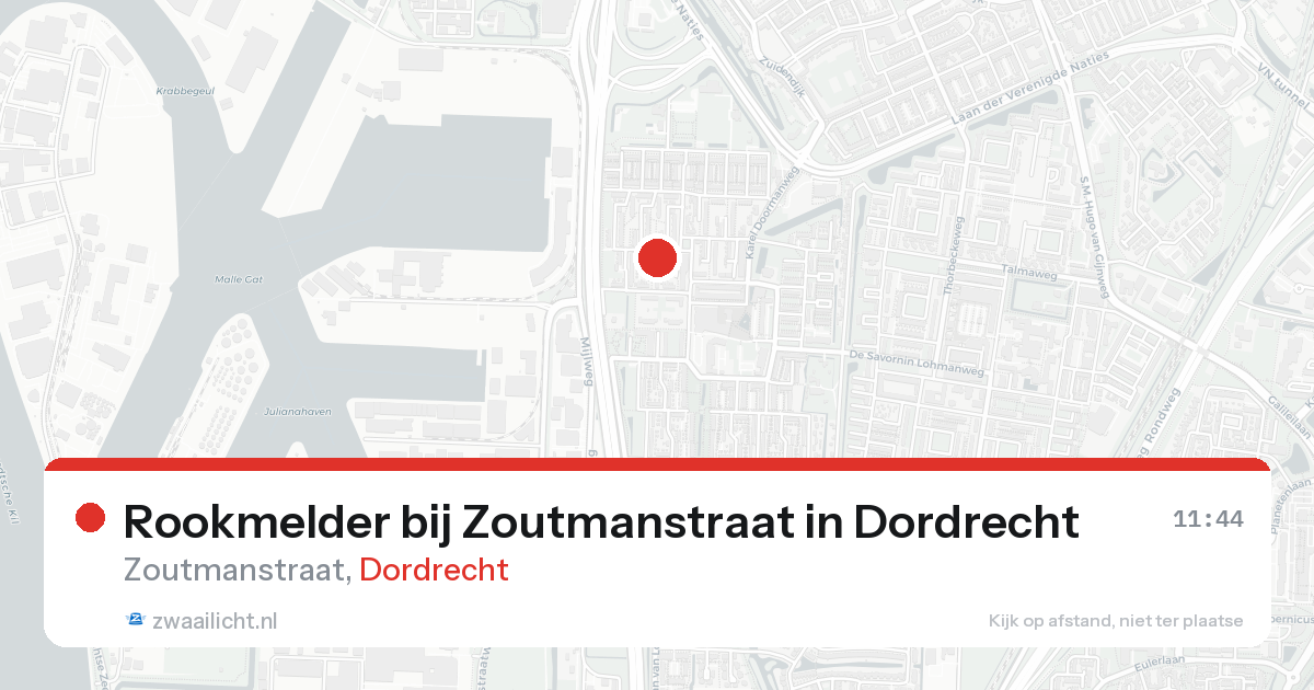 Rookmelder bij Zoutmanstraat in Dordrecht — 25 aug 2026