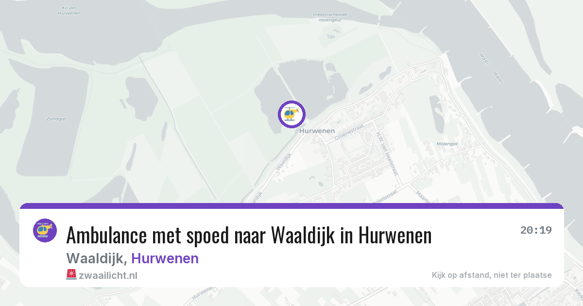 Ambulance met spoed naar Waaldijk in Hurwenen — 8 jul 2026