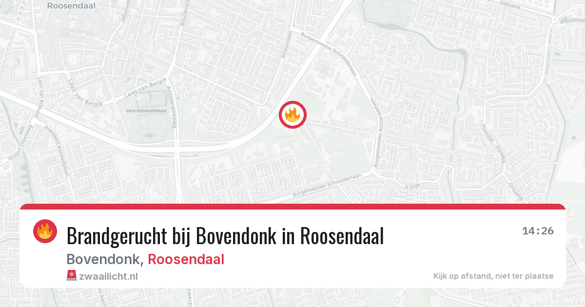 Brandgerucht bij Bovendonk in Roosendaal — 23 apr 2026