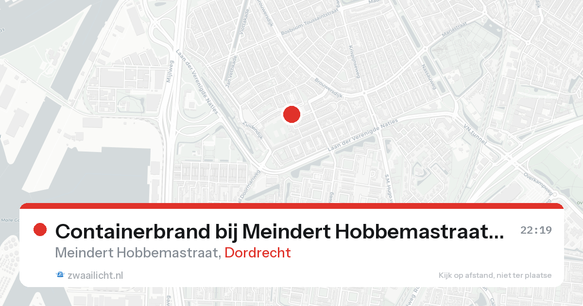 Containerbrand bij Meindert Hobbemastraat in Dordrecht — 23 aug 2026