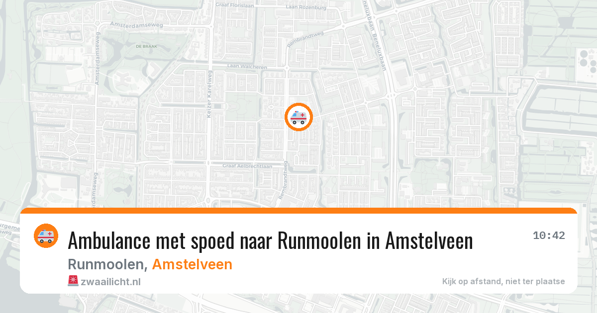 Ambulance met spoed naar Runmoolen in Amstelveen — 12 aug 2026