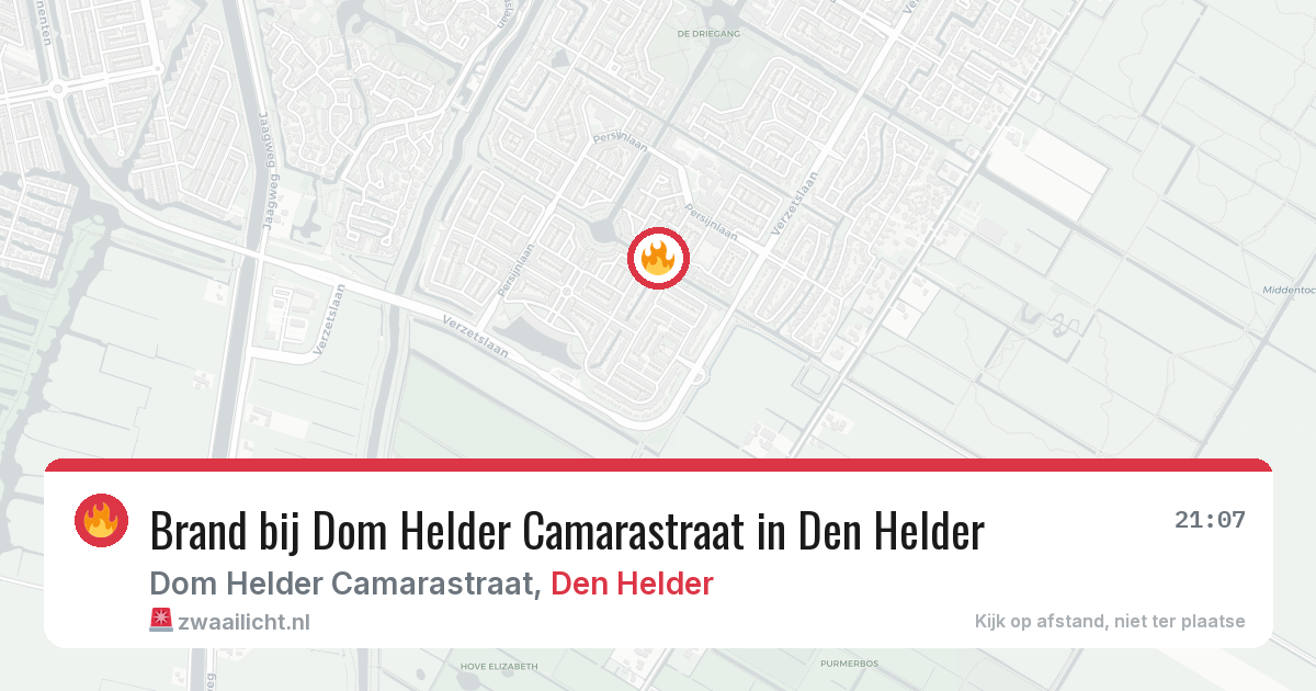 Brand bij Dom Helder Camarastraat in Den Helder — 13 aug 2026